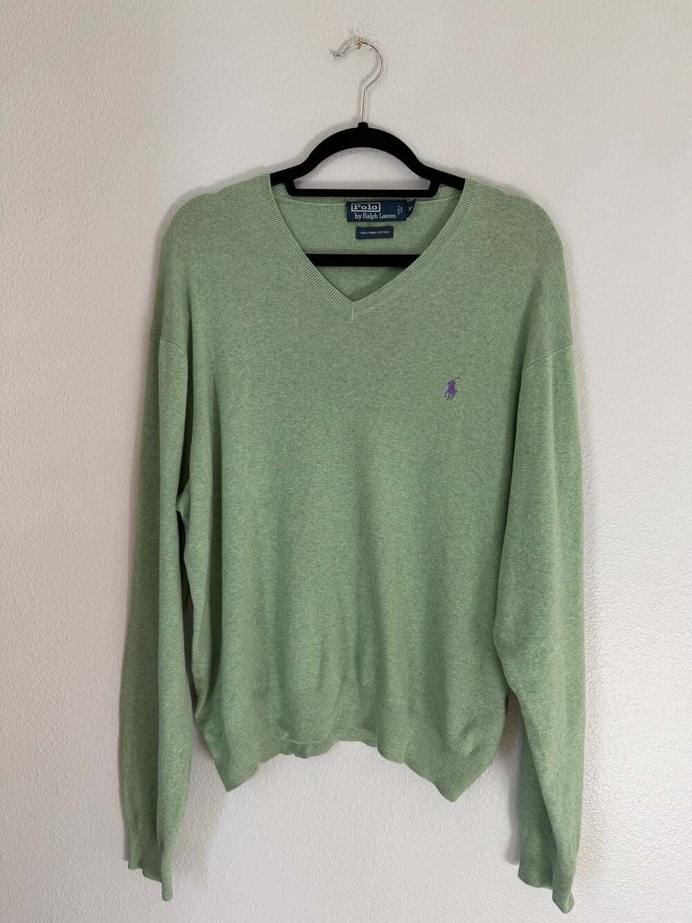 Polo Ralph Lauren Vintage 90s Ralph Lauren Ribbed Knit V-Neck Sweater Green